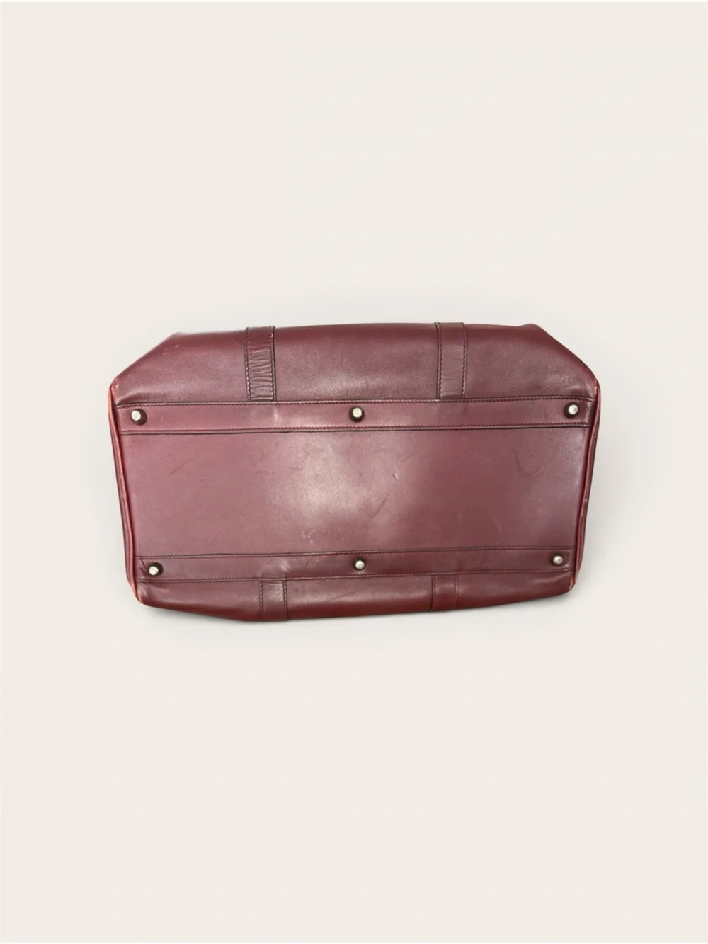 Cartier Burgundy Leather Dome Satchel with Gold Hardware